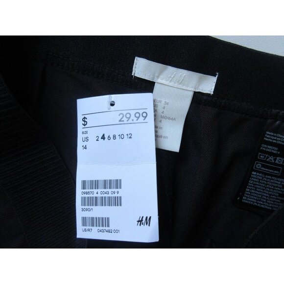 NWT H&M Burgundy & Navy Wide Stripe Side Zip Stretch Ankle Crop Pants 4 - Picture 5 of 5